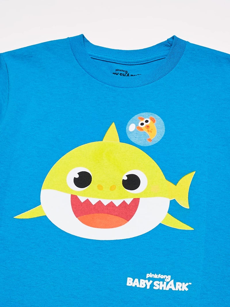 Pinkfong baby boys Shark Short Sleeve T-shirt T Shirt, Turquoise, 2T US - Image 2